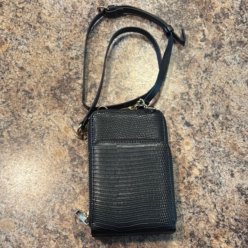 Black Textured Crossbody Bag